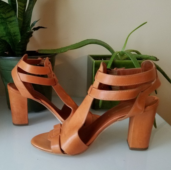 Via Spiga cognac leather block heel sandal - Picture 3 of 8